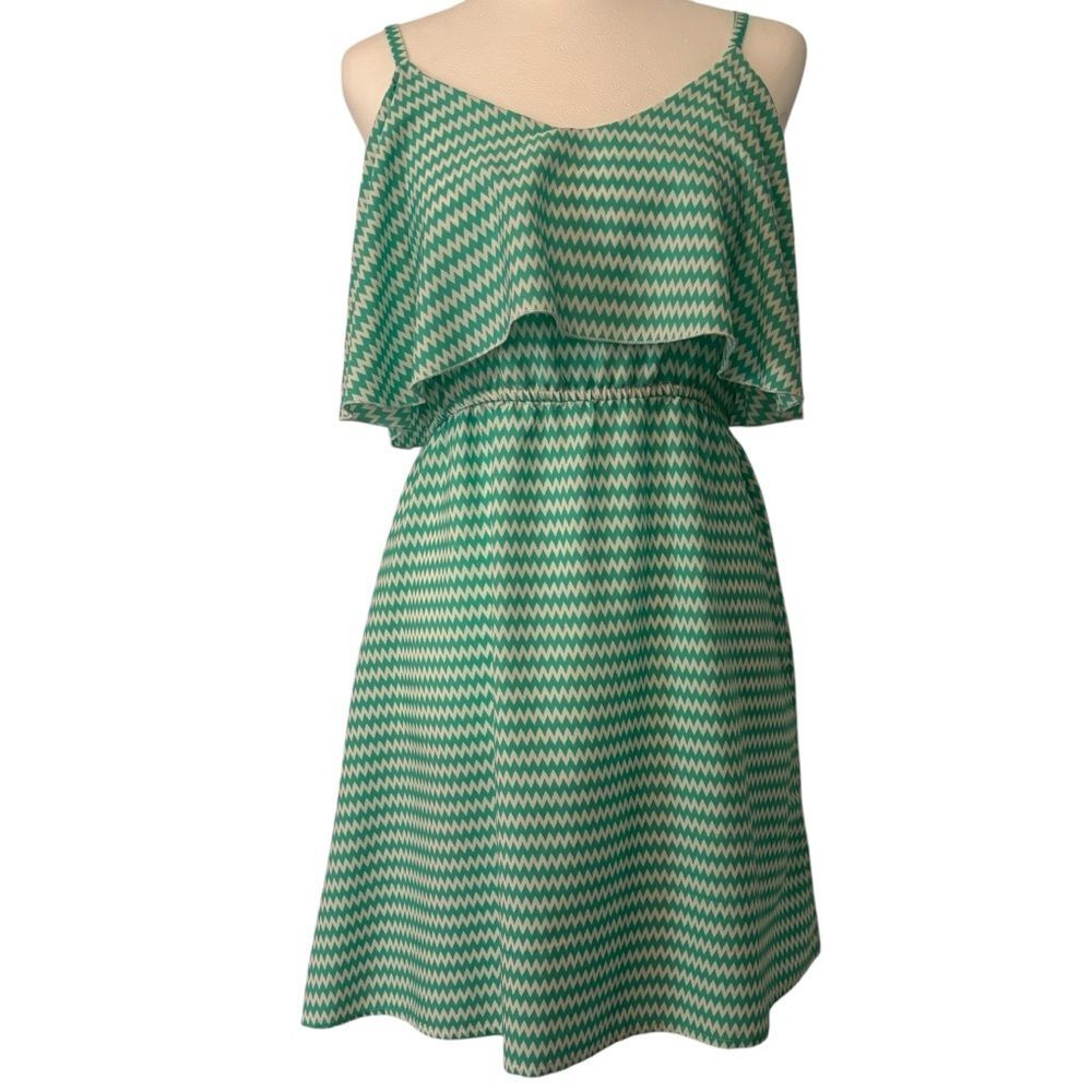 Indulge Green Zigzag Patterned Dress